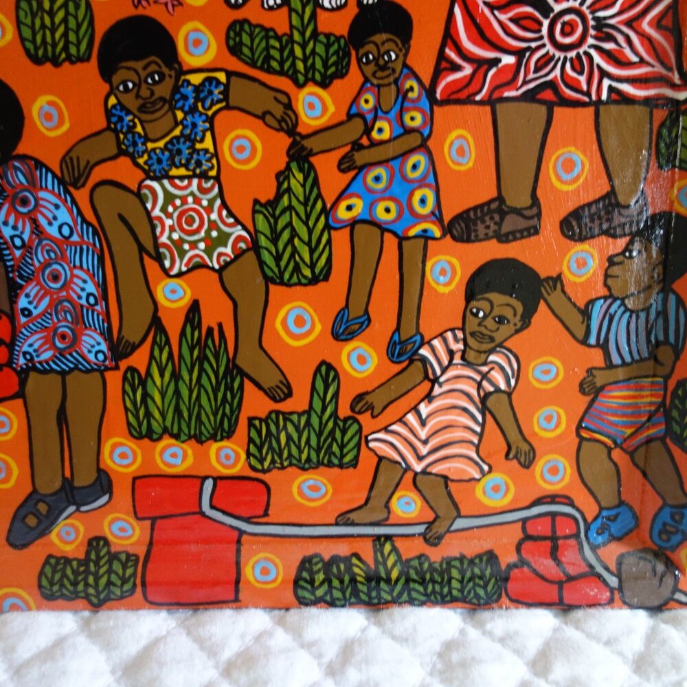 Folk Art Hand Crafted Painted on Wood “Village Life” Wall Art - Picture 4 of 8